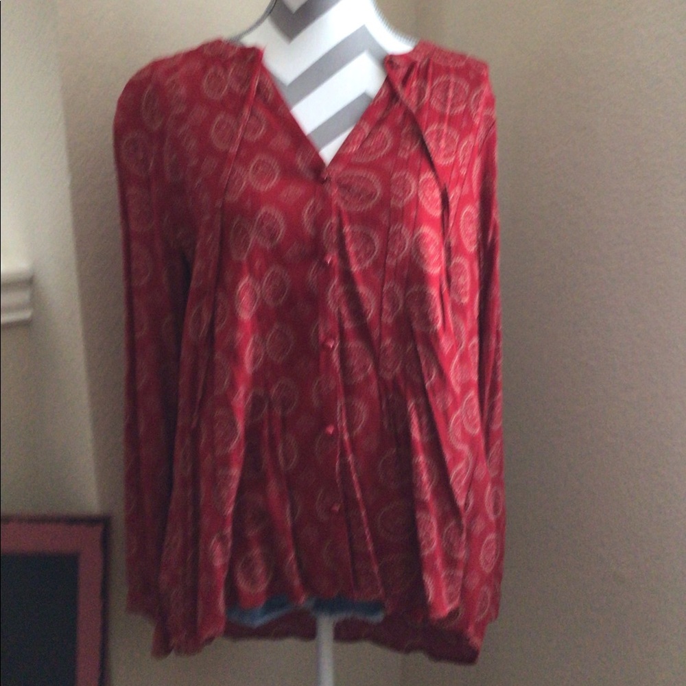 PPLA Red Button Down Blouse